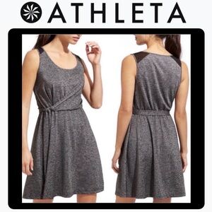 Athleta SweetSaturday Heathered Black CharcoalGray Sleeveless Wrap Mini Dress XL